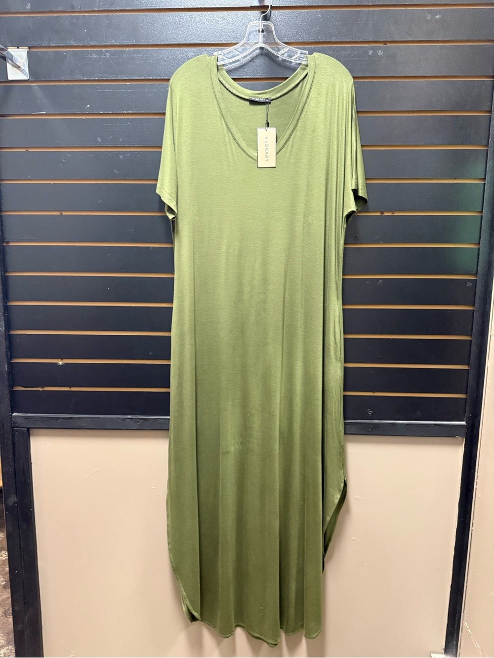 Huskary Olive Green Maxi T-Shirt Dress XXL NWT Pockets